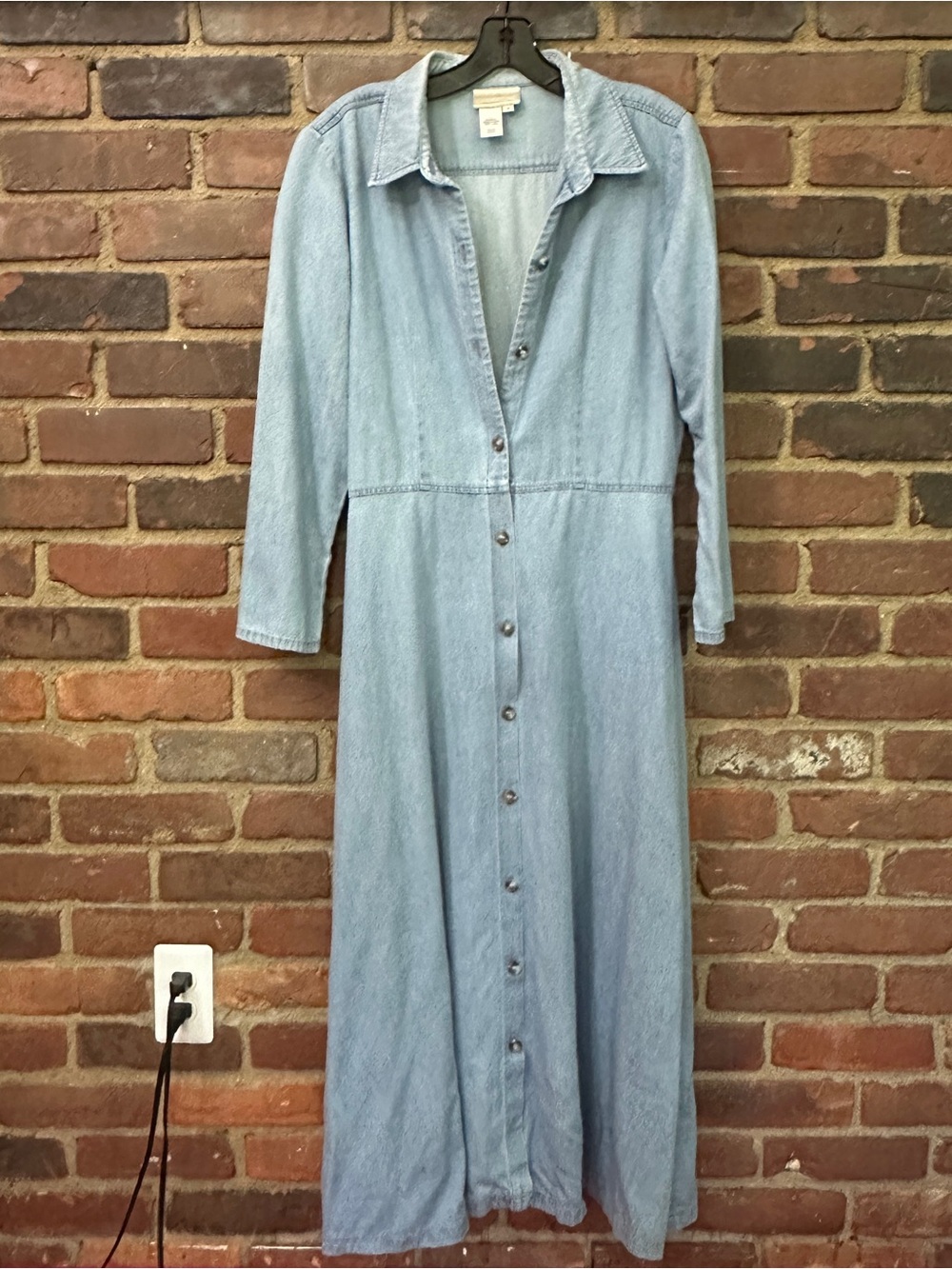 Vtg COLDWATER CREEK Midi Cotton Dress Light Wash Button Front Sz 8 / medium